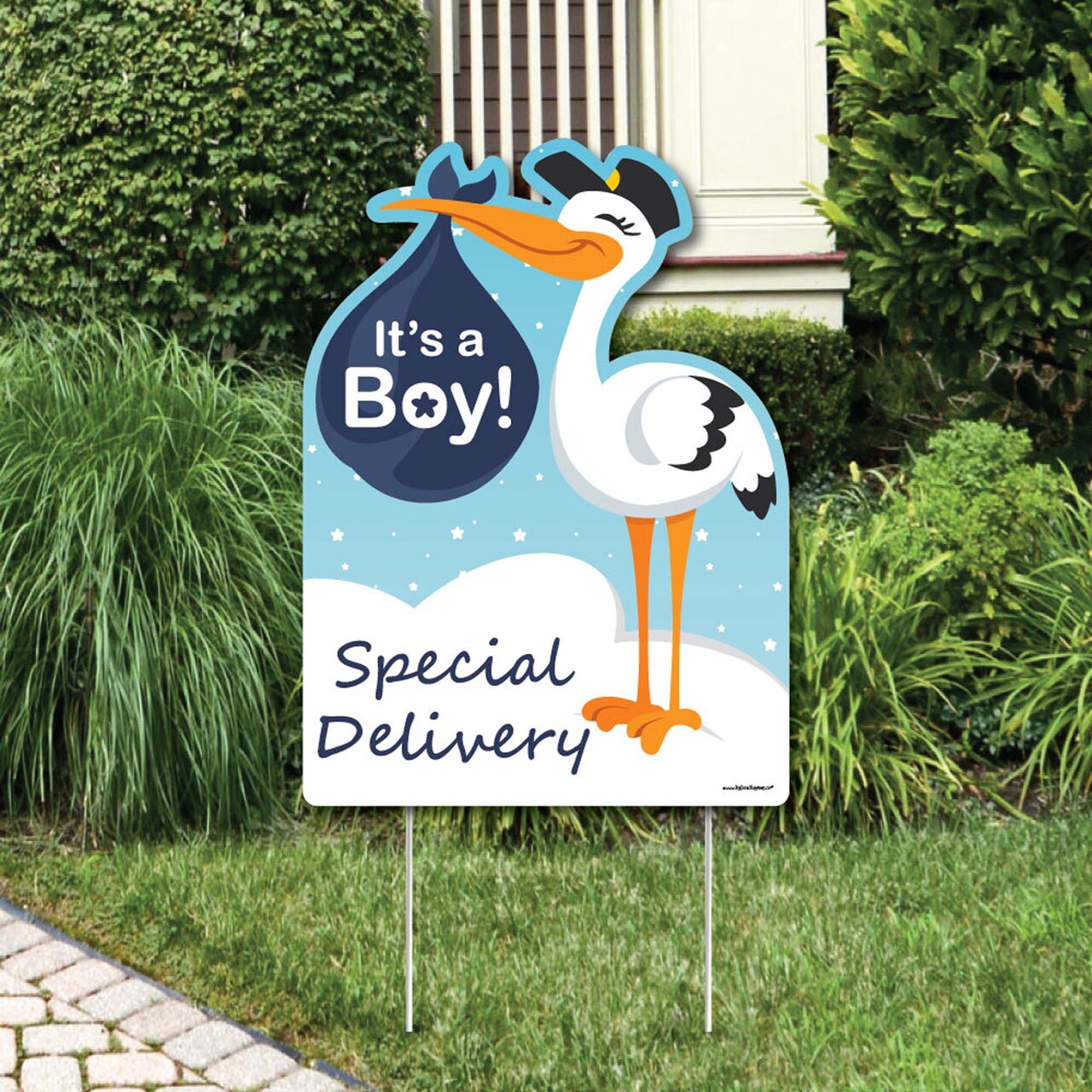 Big Dot of Happiness Boy Special Delivery - Baby Shower Decorations - Blue It's A Boy Stork Baby Announcement & Welcome Yard Sign